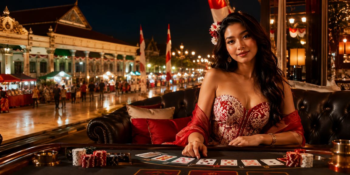 Pemandangan malam hari di pasar baccarat penuh lampu neon Asia