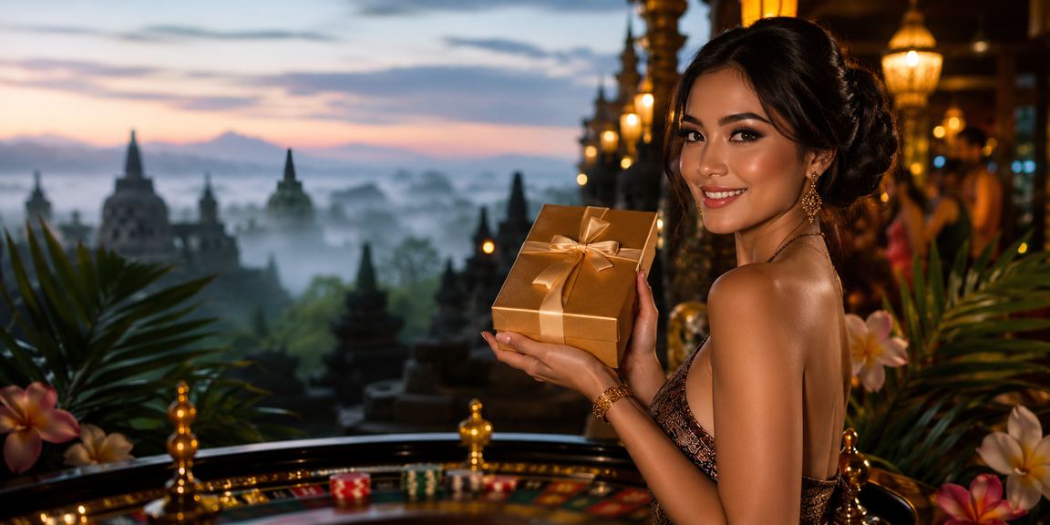Model Vietnam berpose di depan meja casino dengan nuansa elegan